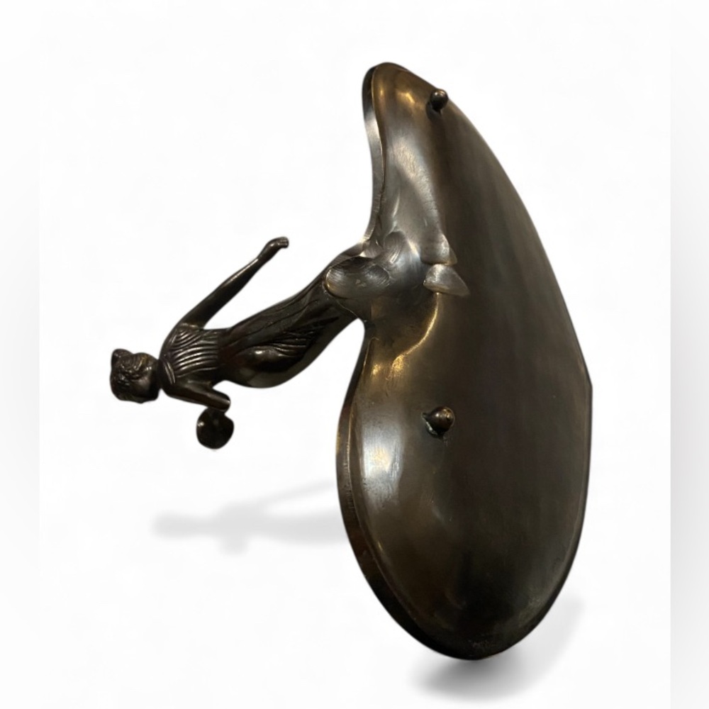 💃 Vintage Art Nouveau Bronze Lady Fruit Dish - Picture 3 of 8